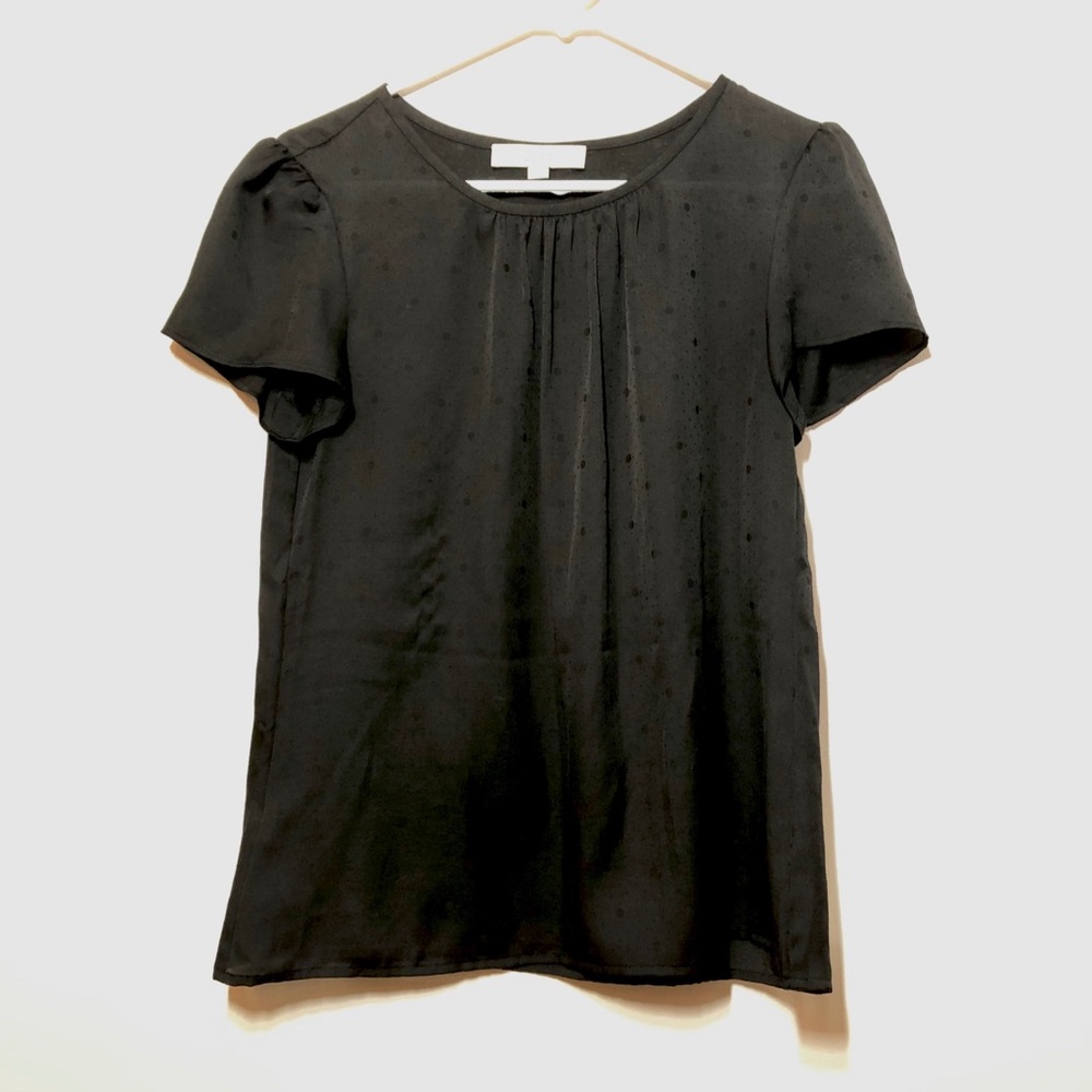 LOFT Short Sleeved Black Blouse Sz S